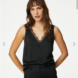 Marks & Spencer Black Lace Trim Blouse